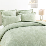 Renee Taylor Woods Banana Leaf Jacquard Quilt Cover Set - Sage (OEKO-TEX Certified)