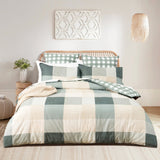 Renee Taylor Cooper Check 300TC Cotton Reversible Quilt Cover Set (OEKO-TEX Certified)