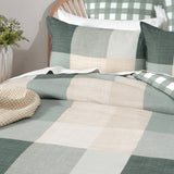 Renee Taylor Cooper Check 300TC Cotton Reversible Quilt Cover Set (OEKO-TEX Certified)