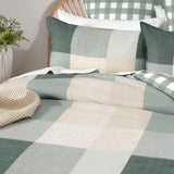 Renee Taylor Cooper Check 300TC Cotton Reversible Quilt Cover Set (OEKO-TEX Certified)