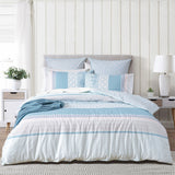 Renee Taylor Margot 300TC Cotton Reversible Quilt Cover Set - Blue (OEKO-TEX Certified)