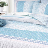 Renee Taylor Margot 300TC Cotton Reversible Quilt Cover Set - Blue (OEKO-TEX Certified)