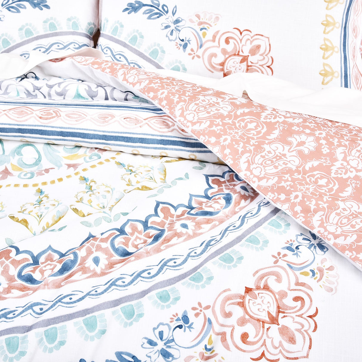 Renee Taylor Kalina 300TC Cotton Reversible Quilt Cover Set - Rust (OEKO-TEX Certified)