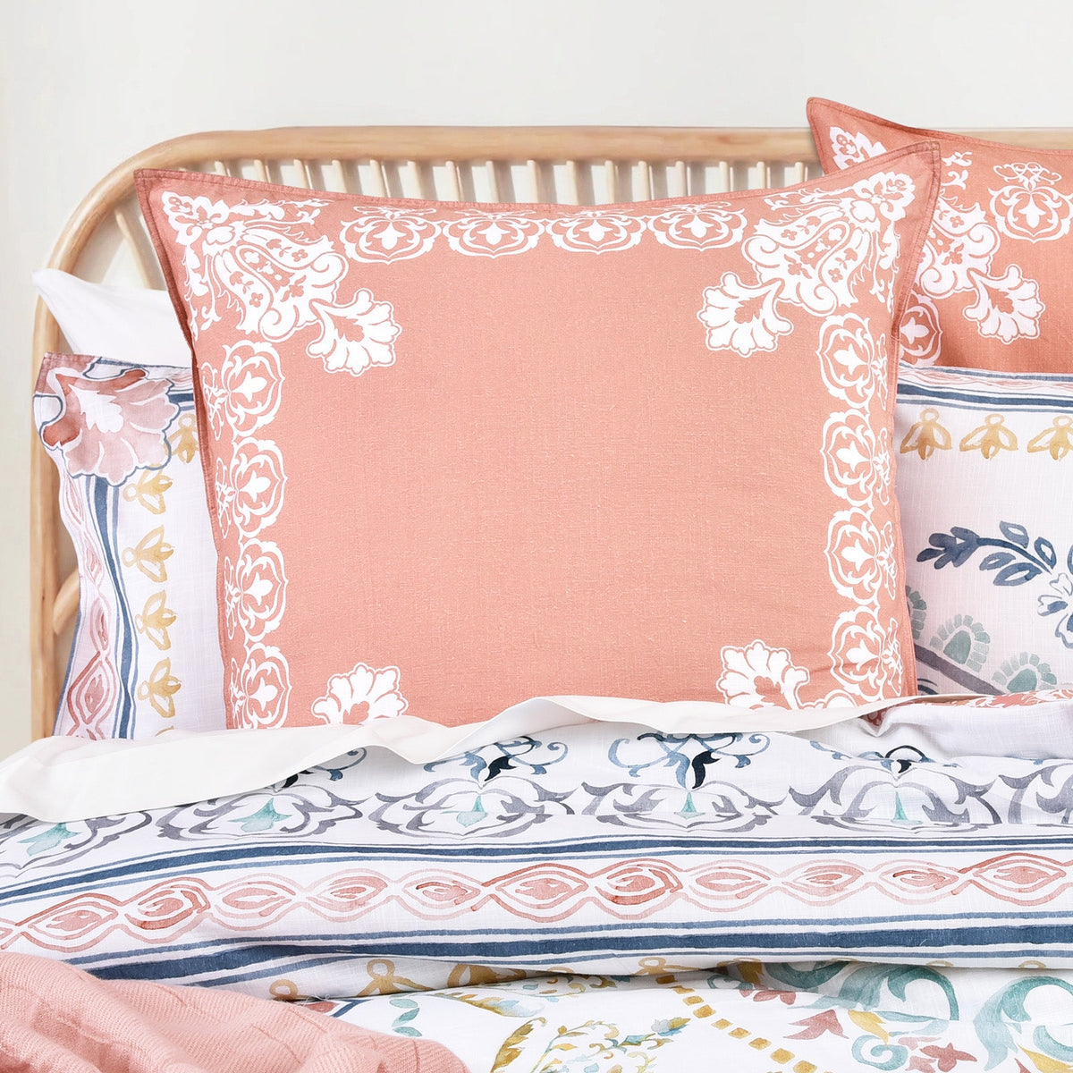 Renee Taylor Kalina 300TC Cotton Reversible Quilt Cover Set - Rust (OEKO-TEX Certified)