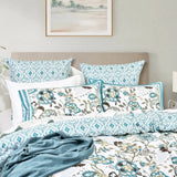 Renee Taylor Anaya 300TC Cotton Reversible Quilt Cover Set - Blue (OEKO-TEX Certified)