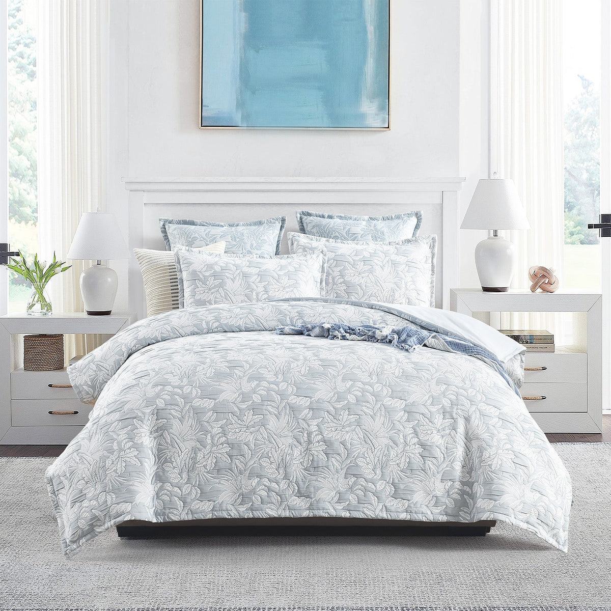 Renee Taylor Westley Cotton Matelasse Jacquard Quilt Cover Set - Aqua (OEKO-TEX Certified)