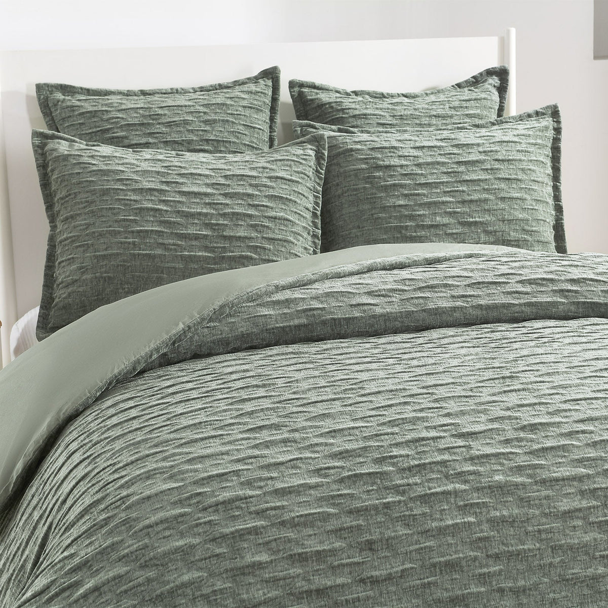 Renee Taylor Harper Crinkle Jacquard Quilt Cover Set - Juniper (OEKO-TEX Certified)