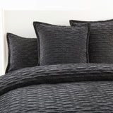 Renee Taylor Charlotte Crinkle Jacquard Quilt Cover Set - Onyx (OEKO-TEX Certified)