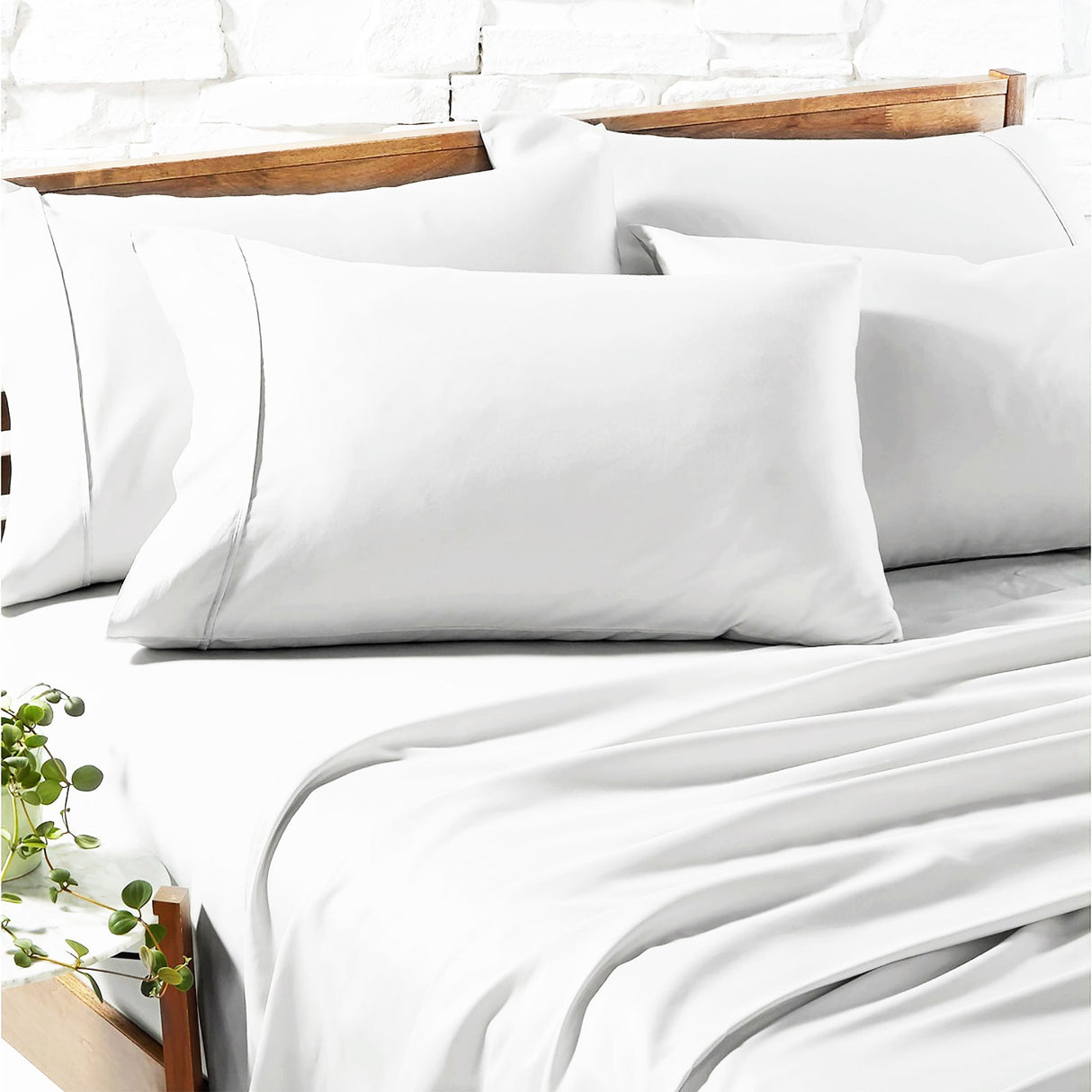 Renee Taylor 1200TC Egyptian Cotton Bed Sheet Set - White (OEKO-TEX Certified)