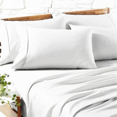 Renee Taylor 1200TC Egyptian Cotton Bed Sheet Set - White (OEKO-TEX Certified)