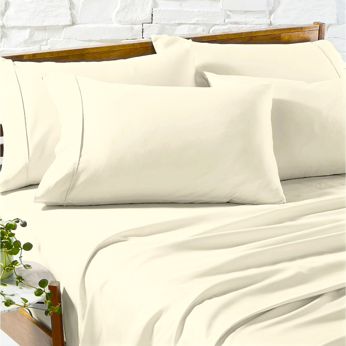 Renee Taylor 1200TC Egyptian Cotton Bed Sheet Set - Ivory (OEKO-TEX Certified)