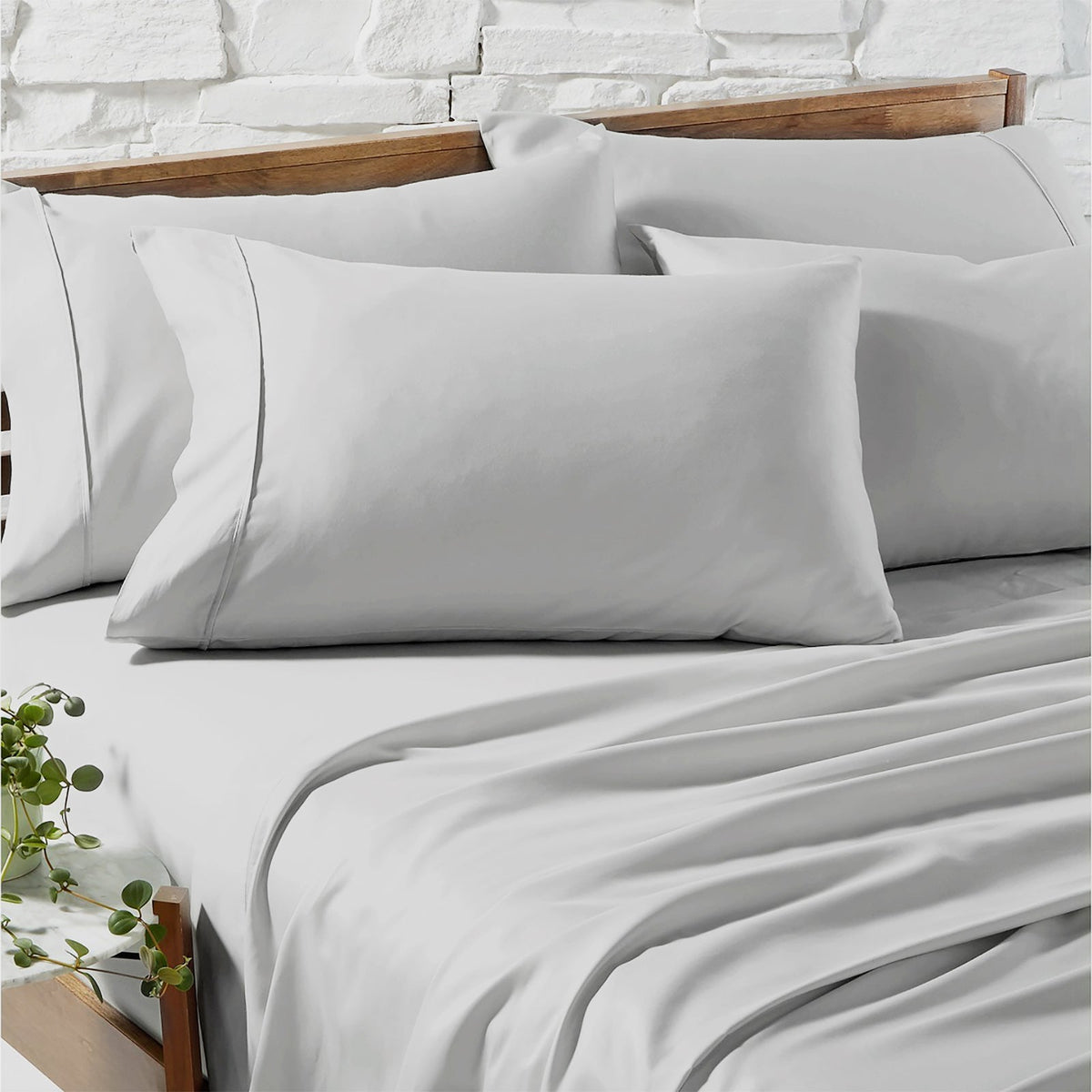 Renee Taylor 1200TC Egyptian Cotton Bed Sheet Set - Silver (OEKO-TEX Certified)