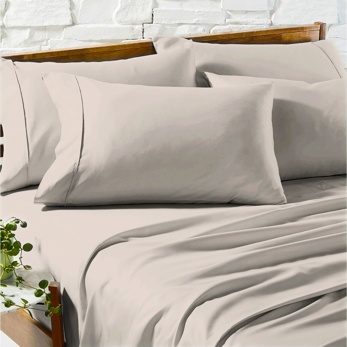 Renee Taylor 1200TC Egyptian Cotton Bed Sheet Set - Sand (OEKO-TEX Certified)