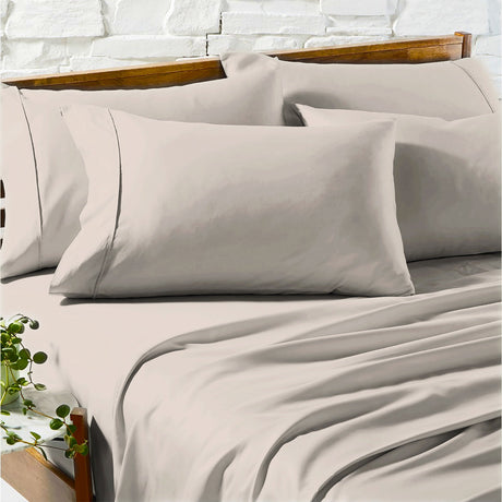 Renee Taylor 1200TC Egyptian Cotton Bed Sheet Set - Sand (OEKO-TEX Certified)