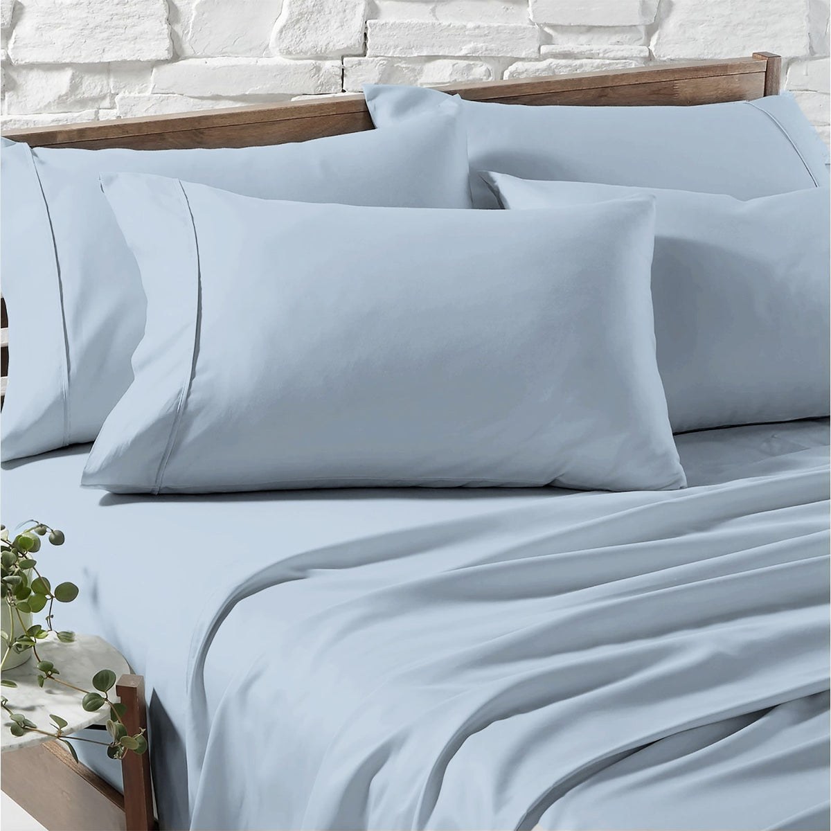 Renee Taylor 1200TC Egyptian Cotton Bed Sheet Set - Sky (OEKO-TEX Certified)