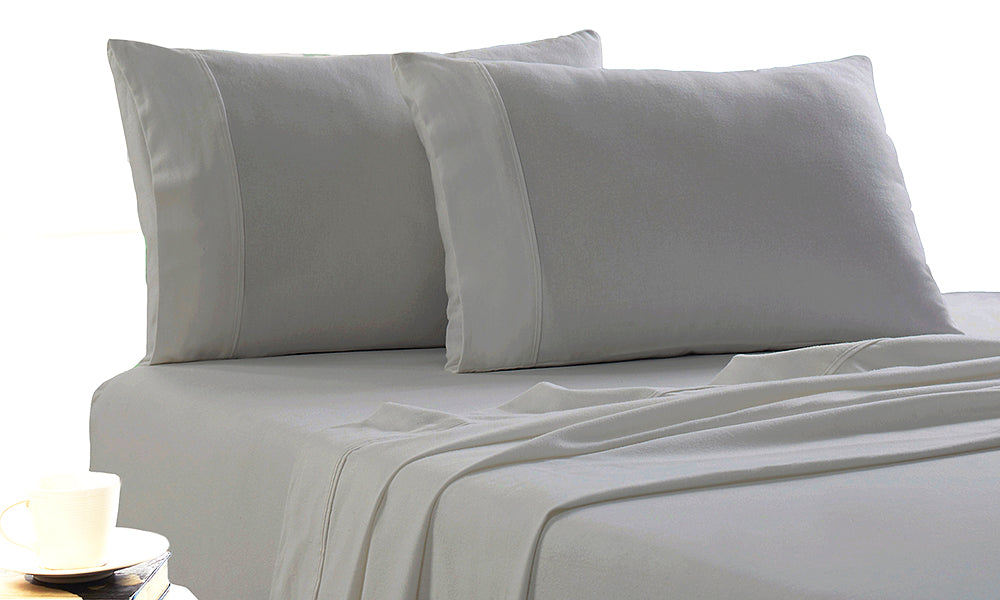 Park Avenue 175 GSM Egyptian Cotton Flannelette Bed Sheet Set - Silver