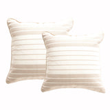 2x Renee Taylor Palma Stripe Stonewashed Yarn Dyed Cushion - Nude (Square Decorative Throw Pillow Twin Pack - 50 x 50cm)