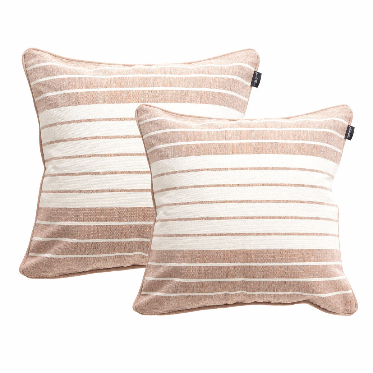2x Renee Taylor Palma Stripe Stonewashed Yarn Dyed Cushion - Copper (Square Decorative Throw Pillow Twin Pack - 50 x 50cm)