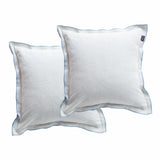 2x Renee Taylor Campbell Stonewashed Yarn Dyed Cushion - Sky (Square Decorative Throw Pillow Twin Pack - 50 x 50cm)