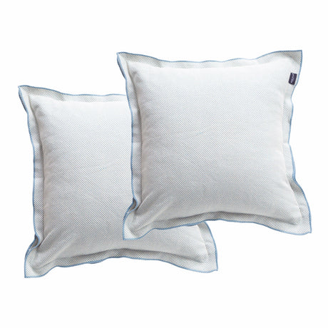 2x Renee Taylor Campbell Stonewashed Yarn Dyed Cushion - Sky (Square Decorative Throw Pillow Twin Pack - 50 x 50cm)