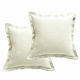 2x Renee Taylor Campbell Stonewashed Yarn Dyed Cushion - Sage (Square Decorative Throw Pillow Twin Pack - 50 x 50cm)
