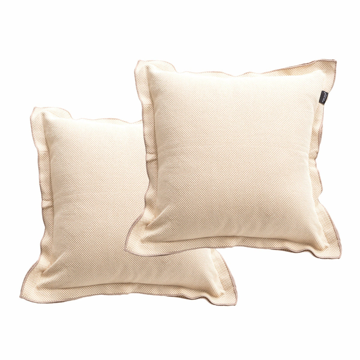 2x Renee Taylor Campbell Stonewashed Yarn Dyed Cushion - Natural (Square Decorative Throw Pillow Twin Pack - 50 x 50cm)