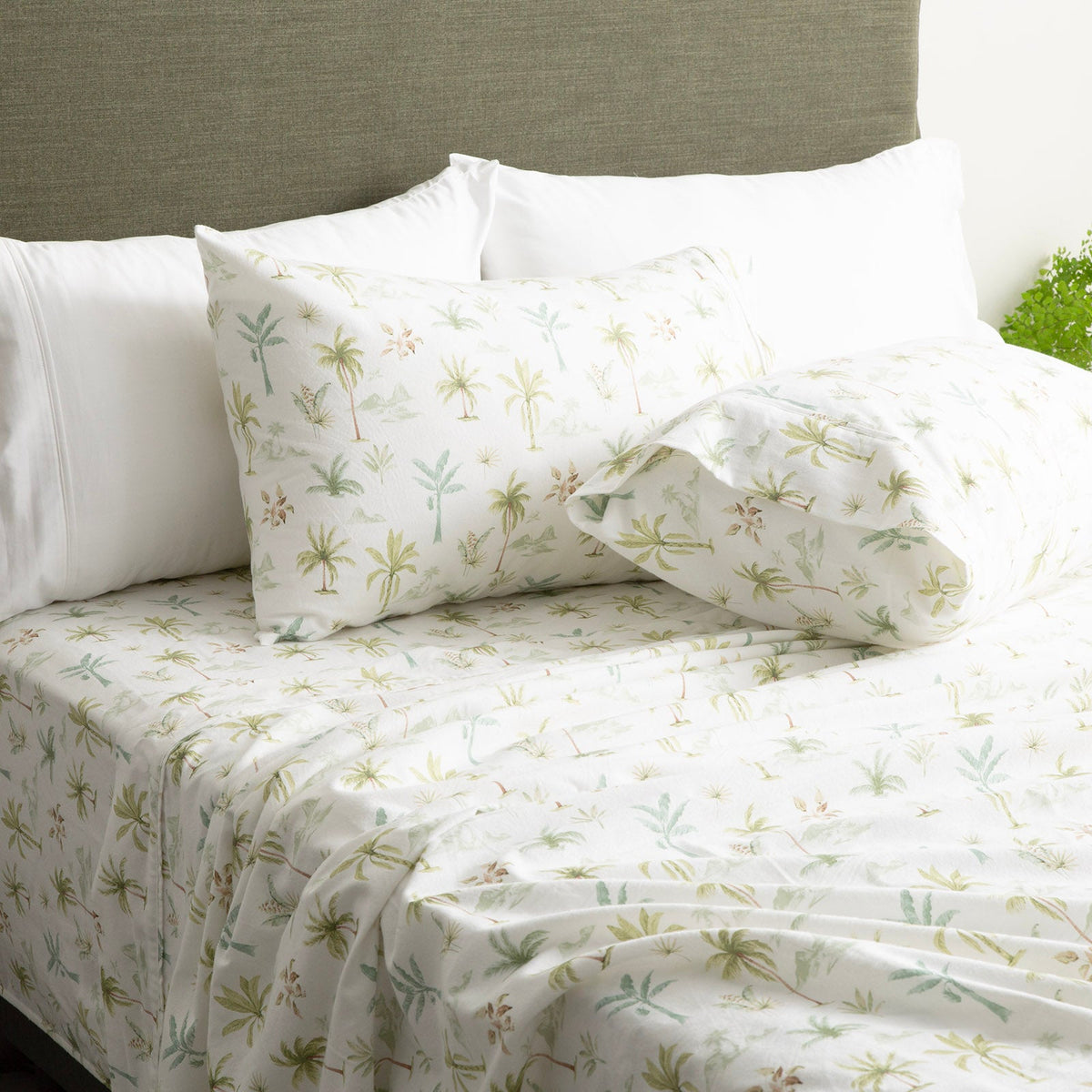 Park Avenue 175 GSM Egyptian Cotton Flannelette Kids Bed Sheet Set - Capri Palm