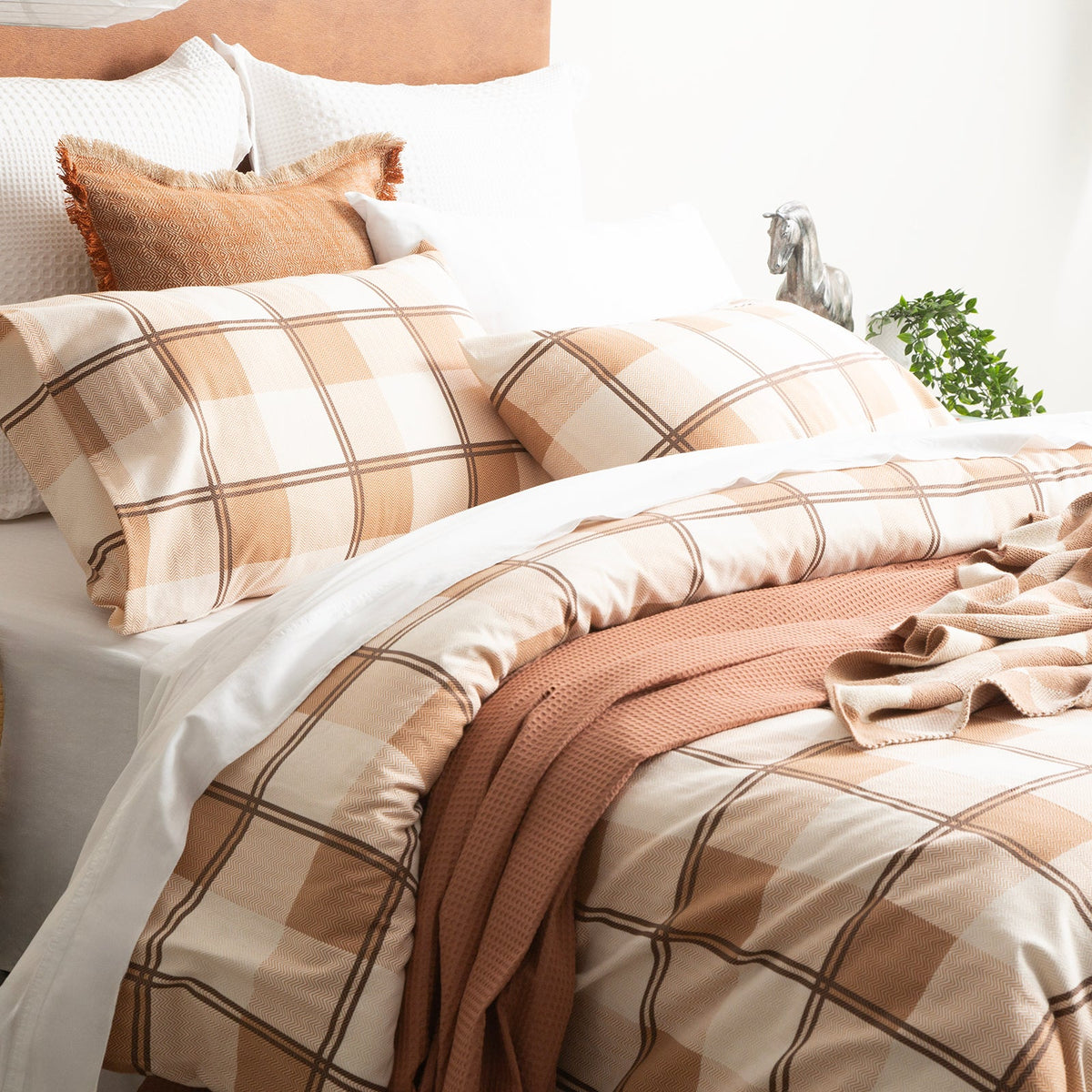 Park Avenue 175 GSM Egyptian Cotton Flannelette Quilt Cover Set - Twill Check