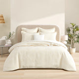 Renee Taylor Dakota Cotton Blend Jacquard Quilt Cover Set - Beige (OEKO-TEX Certified)