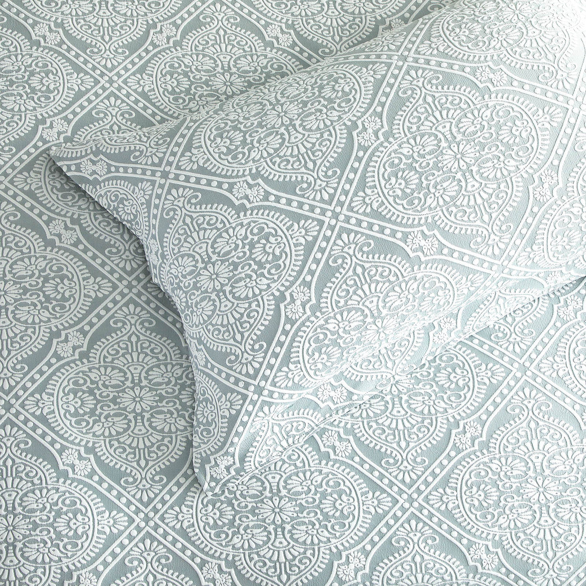 Renee Taylor Mayfair Cotton Blend Jacquard Quilt Cover Set - Sage (OEKO-TEX Certified)