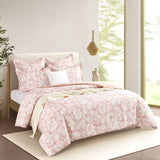 Renee Taylor Aura Cotton Blend Jacquard Quilt Cover Set - Blush (OEKO-TEX Certified)