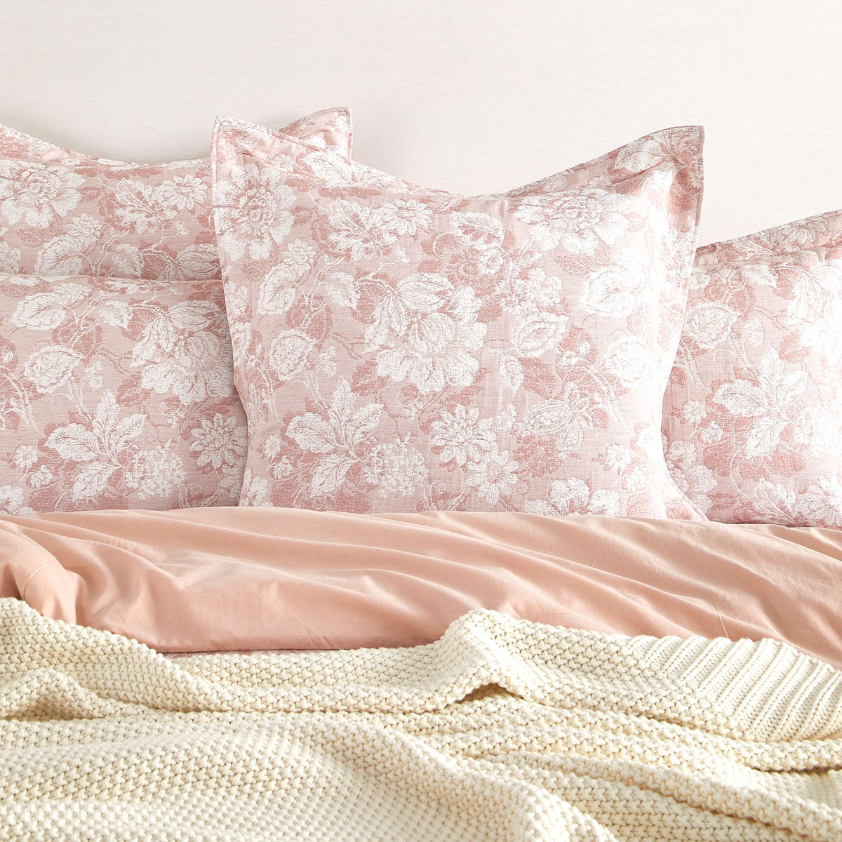 Renee Taylor Aura Cotton Blend Jacquard Quilt Cover Set - Blush (OEKO-TEX Certified)