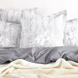 Renee Taylor Grove Cotton Blend Jacquard Quilt Cover Set - Charcoal (OEKO-TEX Certified)