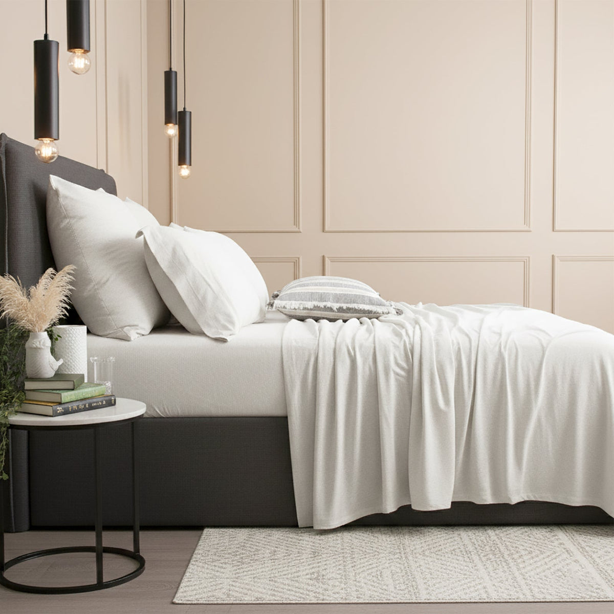 Renee Taylor Comfort T's Organic Cotton Jersey Bed Sheet Set - Ecru (OEKO-TEX Certified)