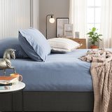 Renee Taylor Comfort T's Organic Cotton Jersey Fitted Sheet & Pillowcase Set - Ink (OEKO-TEX Certified)