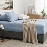 Renee Taylor Comfort T's Organic Cotton Jersey Fitted Sheet & Pillowcase Set - Ink (OEKO-TEX Certified)