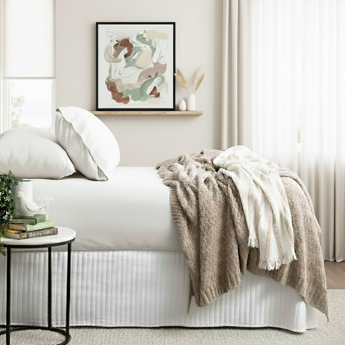 Renee Taylor Comfort T's Organic Cotton Jersey Fitted Sheet & Pillowcase Set - Ecru (OEKO-TEX Certified)