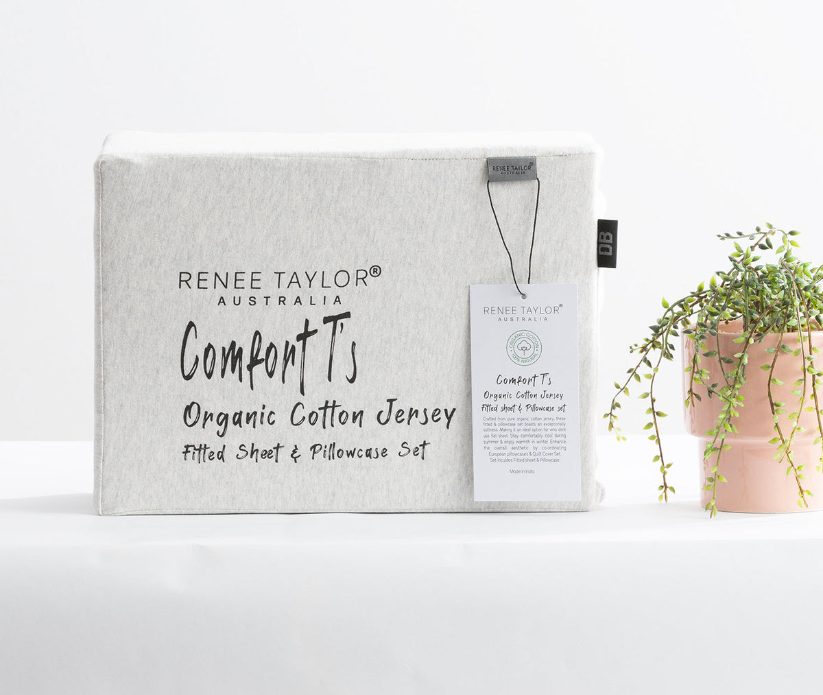 Renee Taylor Comfort T's Organic Cotton Jersey Kids Fitted Sheet & Pillowcase Set - Ecru (OEKO-TEX Certified)
