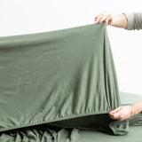 Renee Taylor Comfort T's Organic Cotton Jersey Kids Fitted Sheet & Pillowcase Set - Olive (OEKO-TEX Certified)