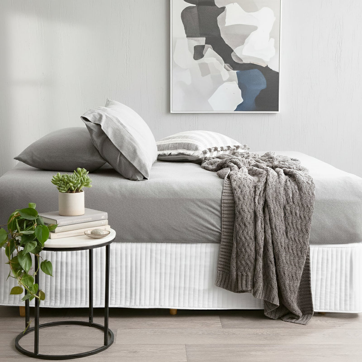 Renee Taylor Comfort T's Organic Cotton Jersey Fitted Sheet & Pillowcase Set - Charcoal (OEKO-TEX Certified)