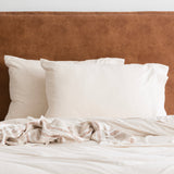 Renee Taylor Comfort T's Organic Cotton Jersey Fitted Sheet & Pillowcase Set - Oatmeal (OEKO-TEX Certified)