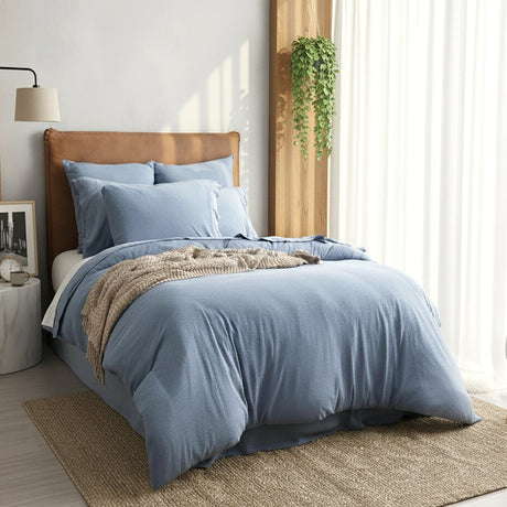 Renee Taylor Comfort T's Organic Cotton Jersey Quilt Cover Set - Ink (OEKO-TEX Certified)