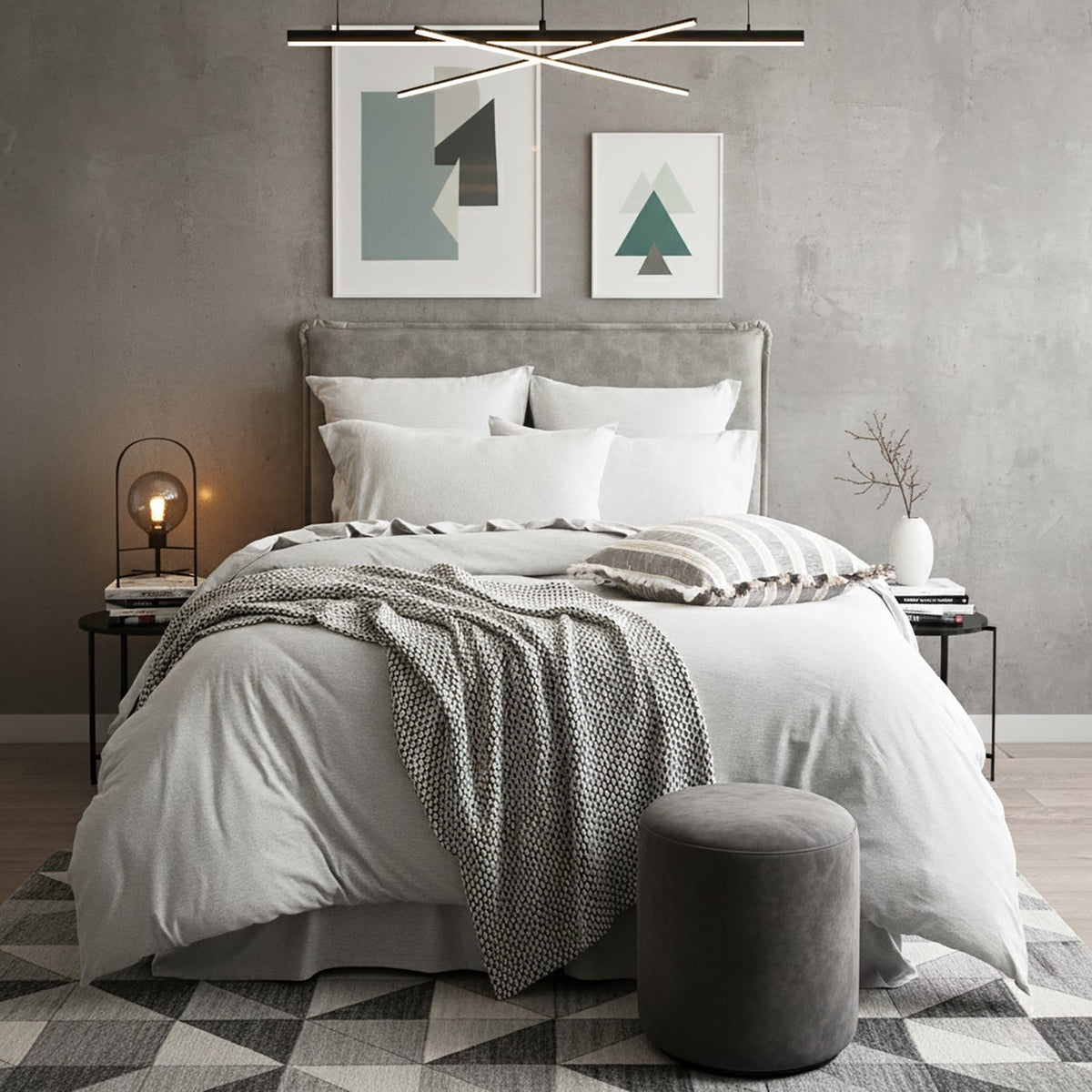 Renee Taylor Comfort T's Organic Cotton Jersey Quilt Cover Set - Grey Marle (OEKO-TEX Certified)