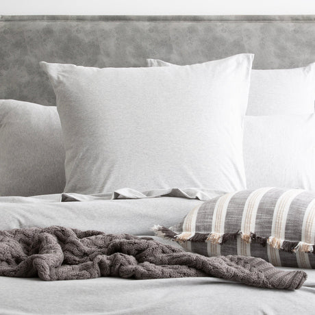 Renee Taylor Comfort T's Organic Cotton Jersey Quilt Cover Set - Grey Marle (OEKO-TEX Certified)