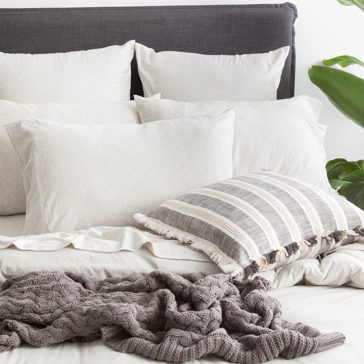 Renee Taylor Comfort T's Organic Cotton Jersey Quilt Cover Set - Ecru (OEKO-TEX Certified)