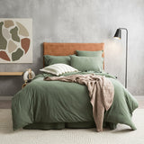 Renee Taylor Comfort T's Organic Cotton Jersey Quilt Cover Set - Olive (OEKO-TEX Certified)
