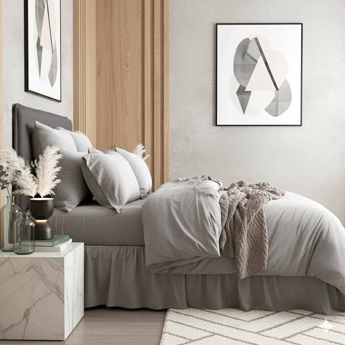 Renee Taylor Comfort T's Organic Cotton Jersey Quilt Cover Set - Charcoal (OEKO-TEX Certified)