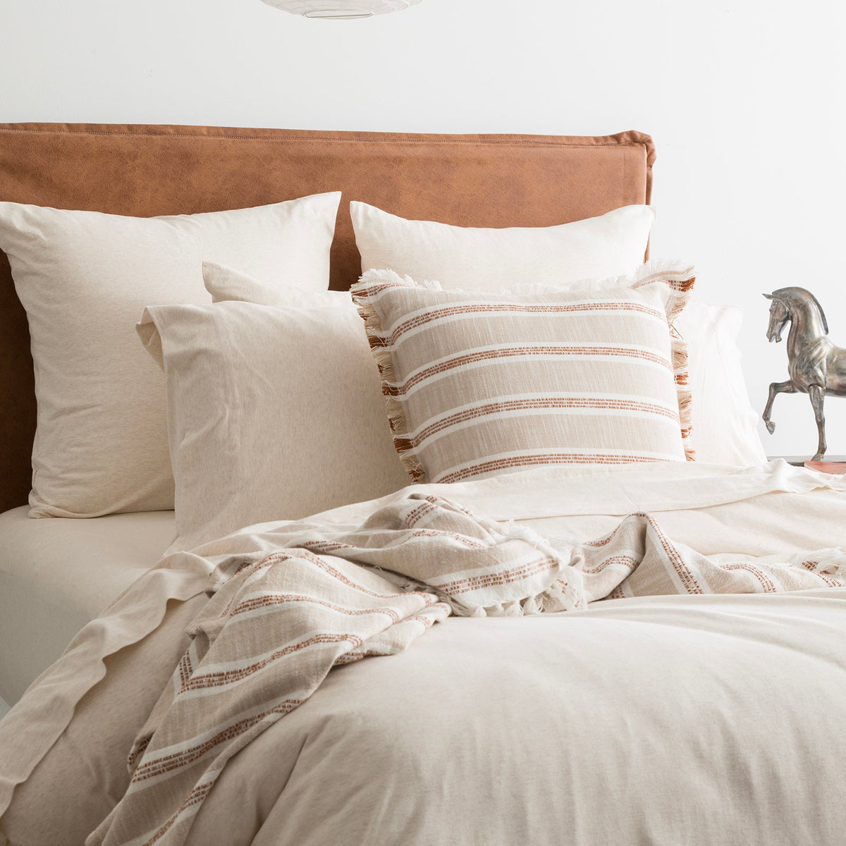 Renee Taylor Comfort T's Organic Cotton Jersey Quilt Cover Set - Oatmeal (OEKO-TEX Certified)
