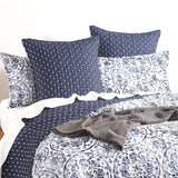 Renee Taylor Delos Quilted Reversible Coverlet Set - Blue/White (Medallion Print Bedspread)