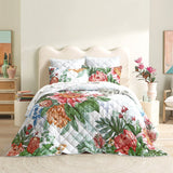 Renee Taylor Florence Quilted Reversible Coverlet Set - Multicoloured (Botanical Floral Print Bedspread)